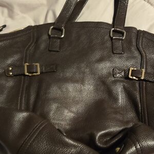 Dark Brown Leather Tote Bag